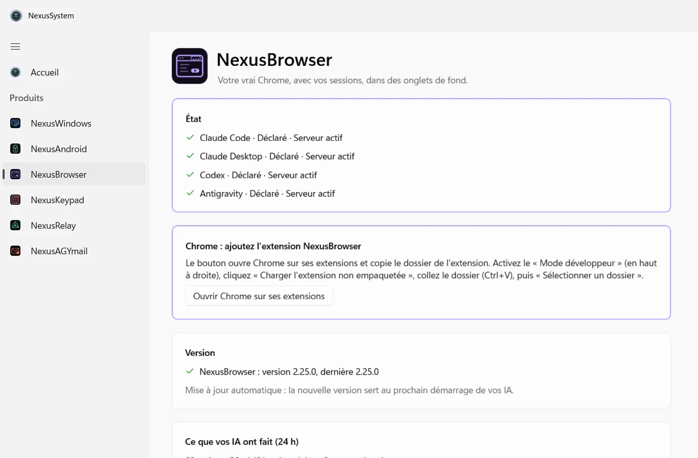NexusBrowser, en thème clair